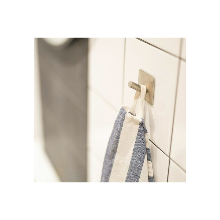 Adhesive Hook In Brushed Steel